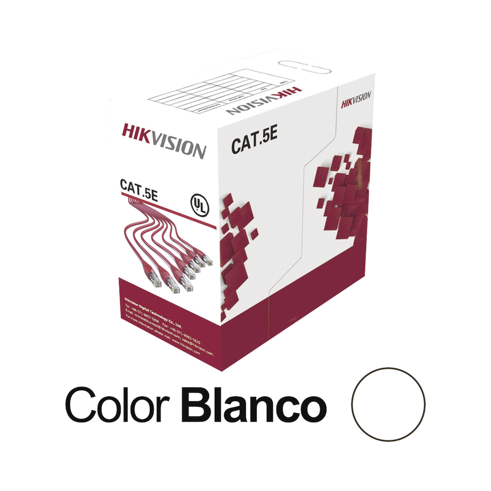 Bobina de Cable UTP 100 Mts / Cat 5E (24 AWG) / Color Blanco / PVC (CM) / Uso en Interior / 100% Cobre / Aplicaciones de CCTV y Redes de Datos Bobina de Cable UTP 100 Mts / Cat 5E (24 AWG) / Color Blanco / PVC (CM) / Uso en Interior / 100% Cobre / Aplicaciones de CCTV y Redes de Datos